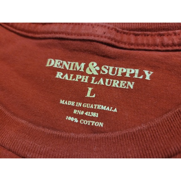 Denim & Supply Ralph Lauren Shirt Mens Large Red Indian Native Long Sleeve Tee - Picture 6 of 11